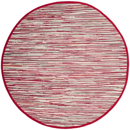 Safavieh 4 x 4 ft. Rag Rug Hand Woven Round Area RugRed & Multi-Color RAR129R-4R